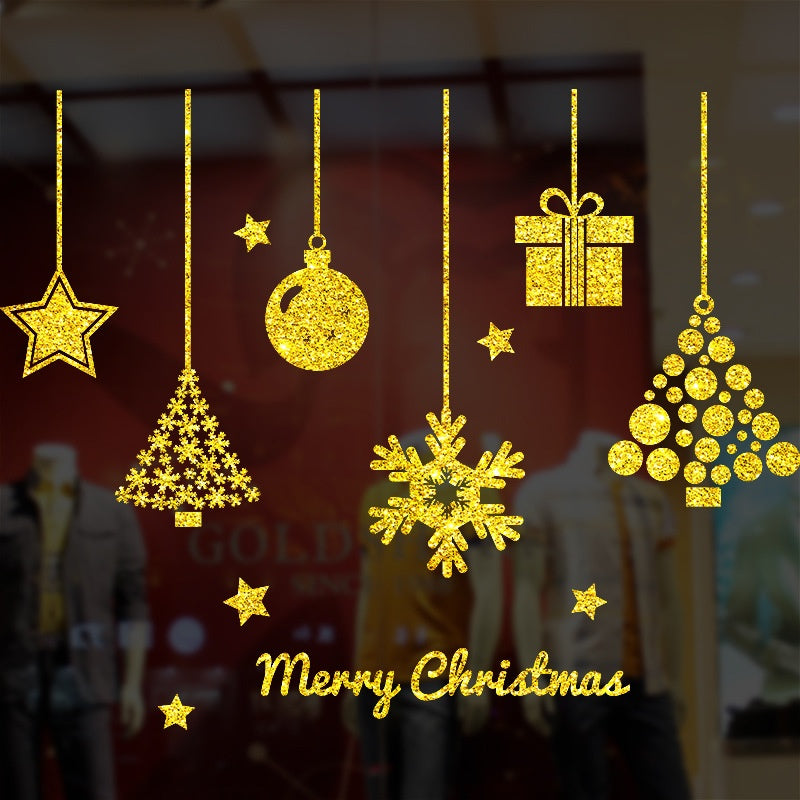 Gold Christmas Window Stickers – Hanging Ornaments
