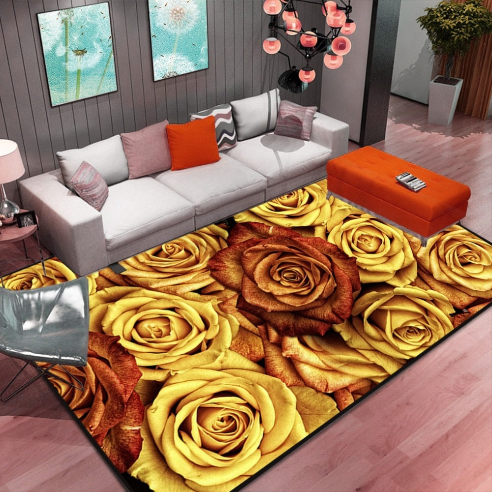 Abstract Flower Print Rug – Soft Non-Slip Area Rug