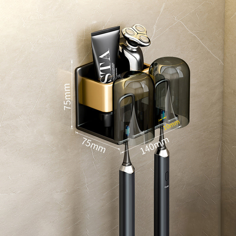 Wall-Mounted Toothbrush Holder – No-Drill Aluminium Rack with Optional Cups