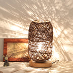 Woven Twine Bedside Table Lamp – Wooden Base – image 5