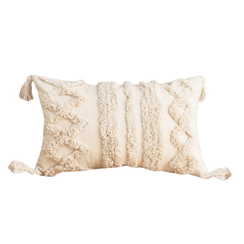 Nordic Tufted Geometric Cushion Cover – Beige – image 3