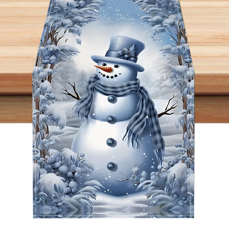 Snowman Christmas Table Runner – Blue (33 x 183 cm)