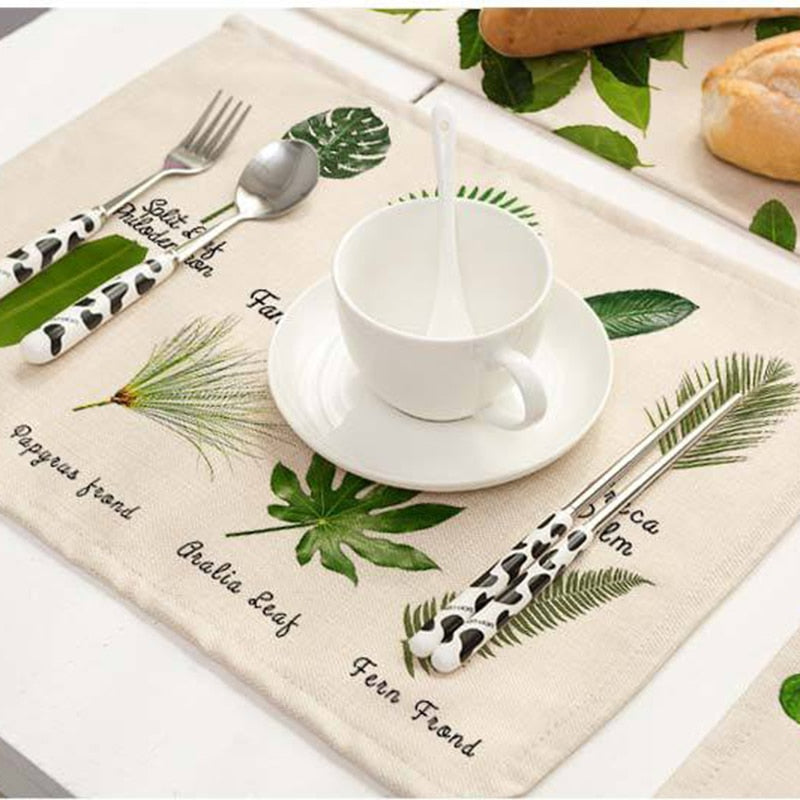 Green Leaf Linen Placemats – Set of 4