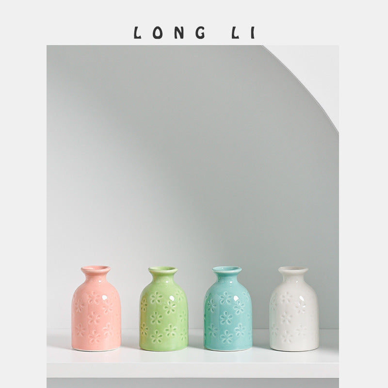 Mini Embossed Ceramic Bud Vase
