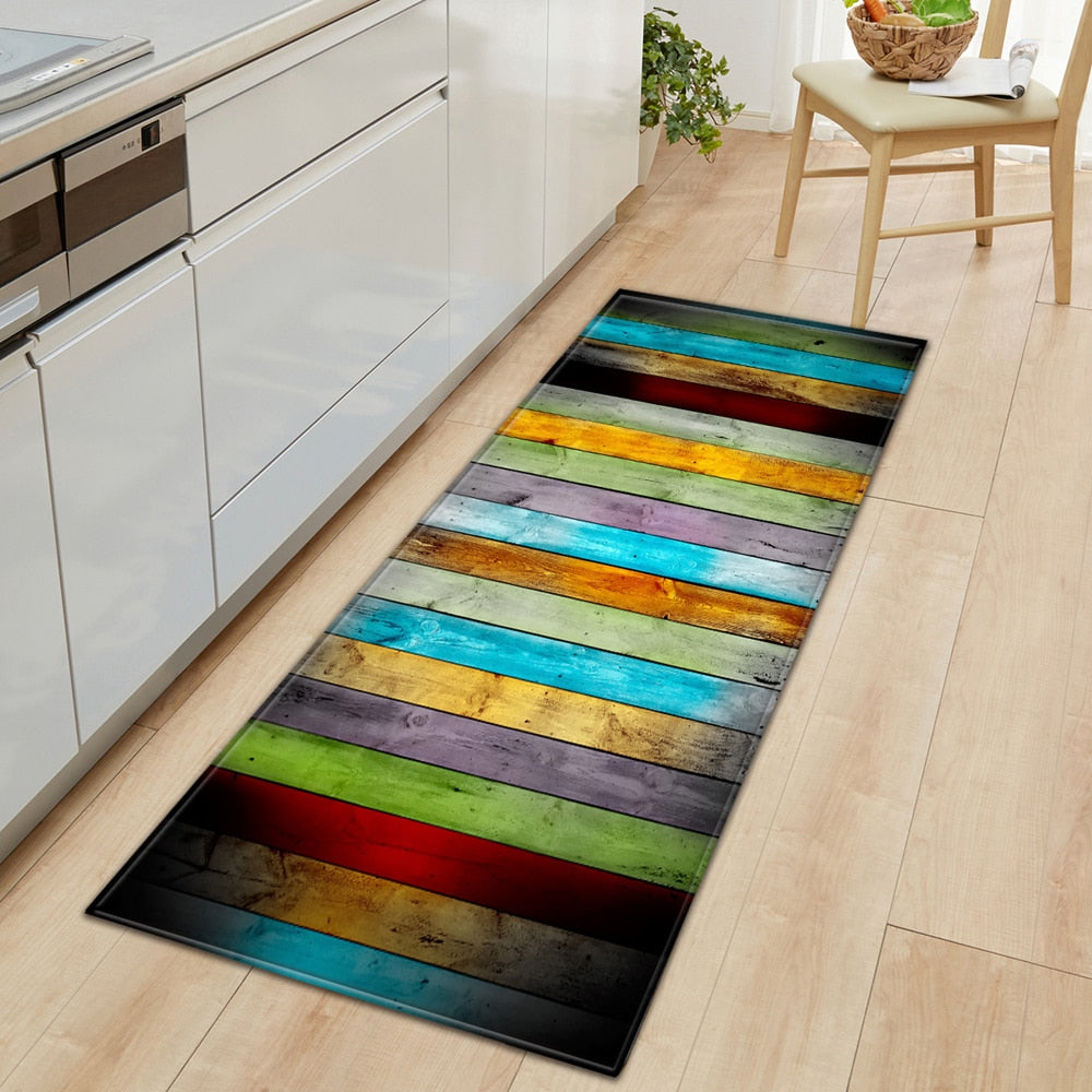 Nordic Non-Slip Kitchen & Hallway Mat – Rainbow Planks