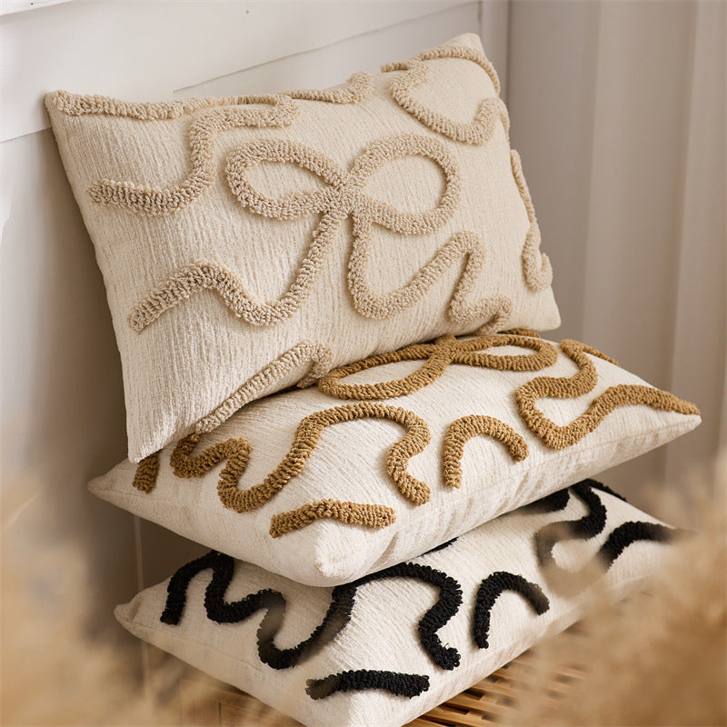 Textured Tufted Bow Cushion Cover – image 3