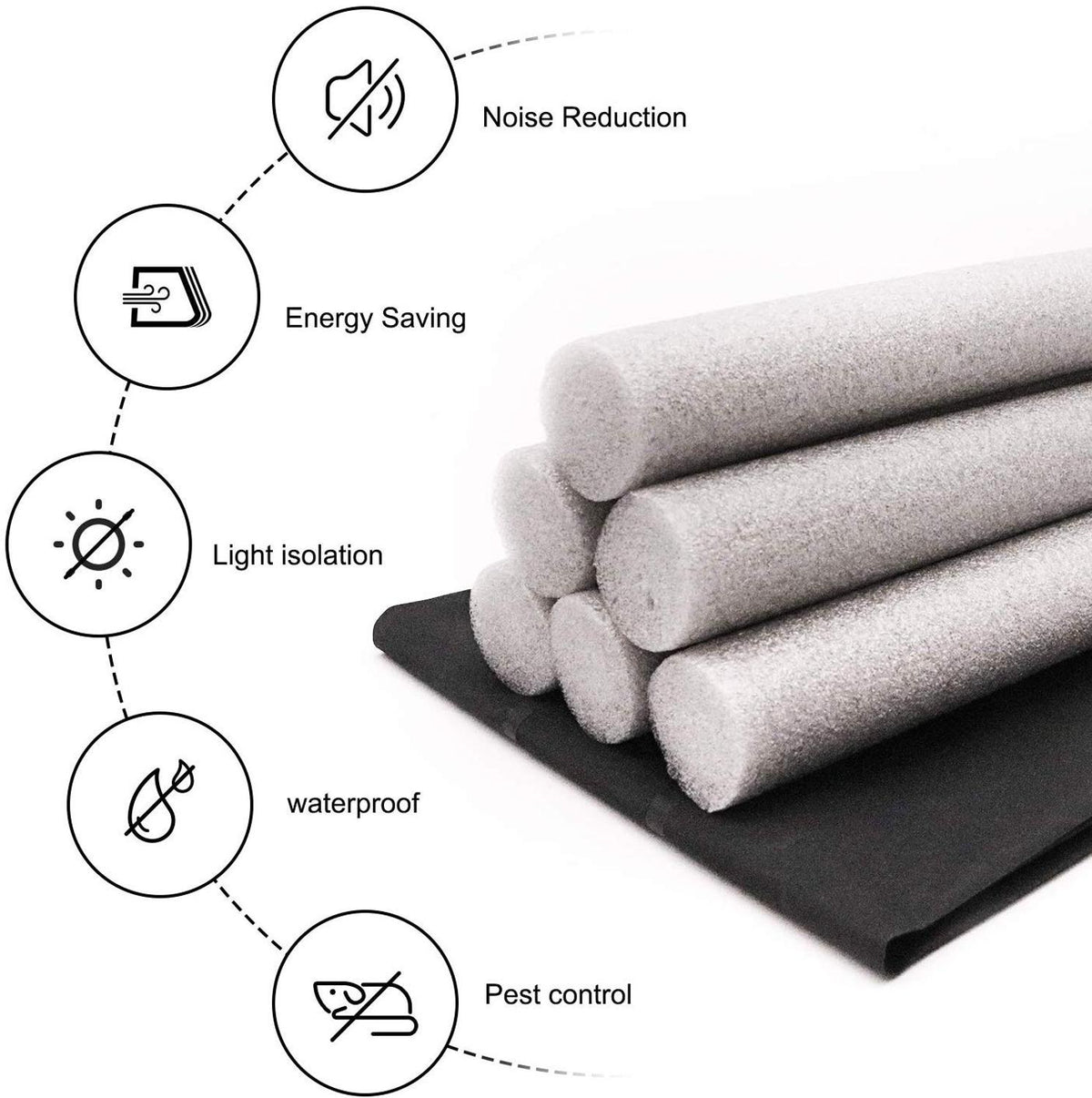 Draught excluder blocks noise, light and draughts