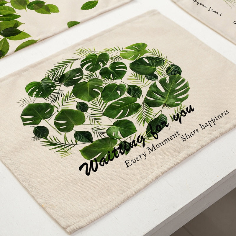 Green Leaf Linen Placemats – Set of 4