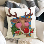 Reindeer Print Christmas Cushion Cover (45 x 45 cm) – image 3