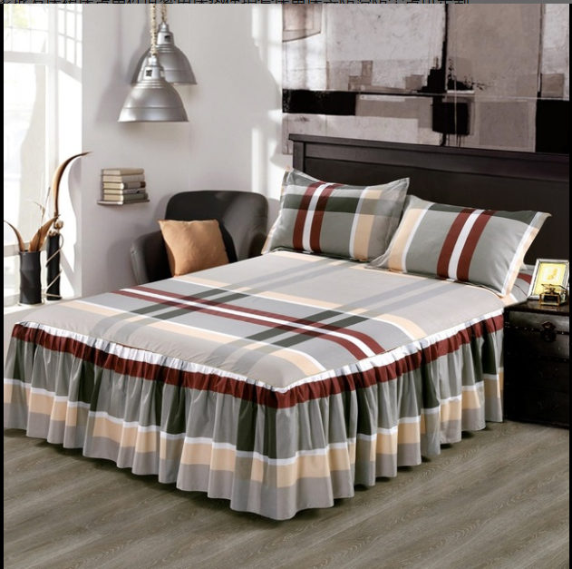 Ruffled Bedspread Set with Pillowcases – Double-Layer Skirt