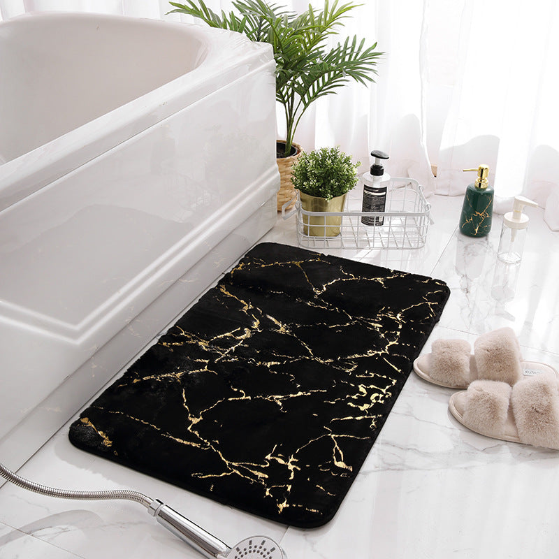 Gold Marble Plush Bath Mat – Soft, Absorbent & Non-Slip