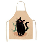 Cat Print Kitchen Apron – Cotton Linen, Adult and Kids