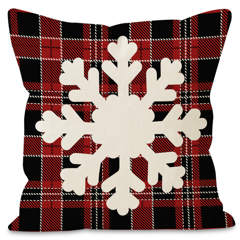 Snowflake Check & Reindeer Christmas Cushion Cover (45 x 45 cm)