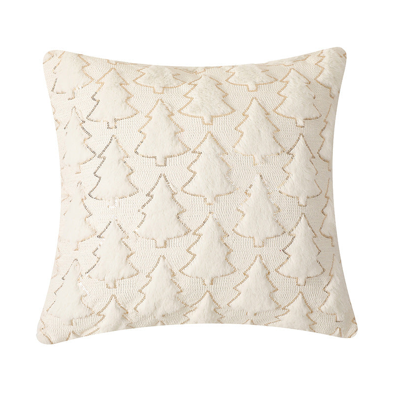 Christmas Tree Plush Cushion Cover – Snowflake White
