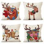Reindeer Print Christmas Cushion Cover (45 x 45 cm)