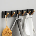 Folding Wall Hook Rack – Black & Gold Coat and Towel Hooks