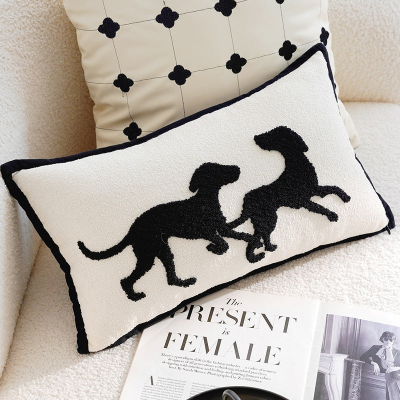 Modern Chenille Cushion Cover – Dog Silhouette – 30 x 50cm