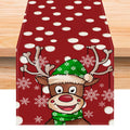 Cartoon Reindeer Polka Dot Christmas Table Runner (33 x 183 cm)