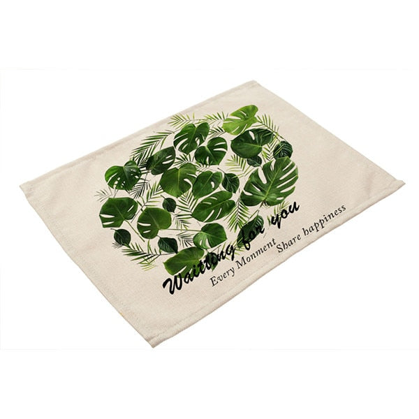 Green Leaf Linen Placemats – Set of 4