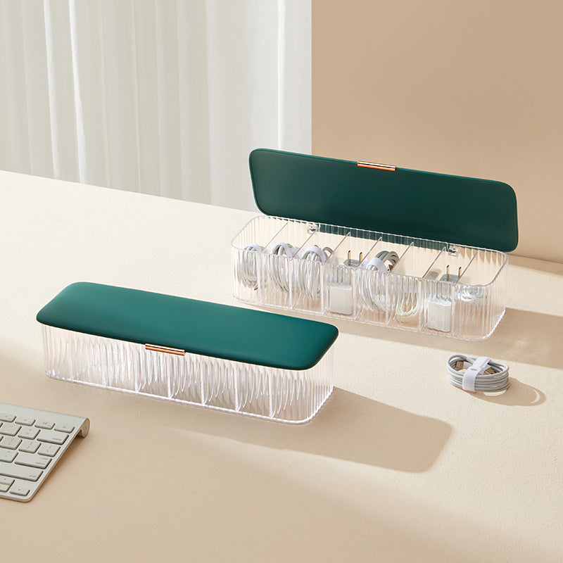 8-Compartment Cable Storage Box with Lid