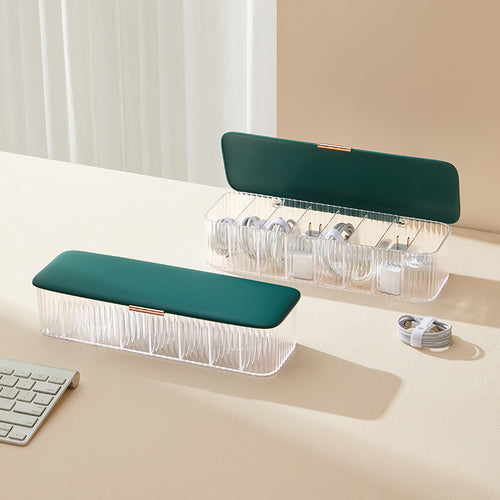 8-Compartment Cable Storage Box with Lid