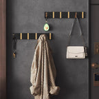 Folding Wall Hook Rack – Black & Gold Coat and Towel Hooks