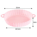 Round silicone air fryer liner with handles in pink