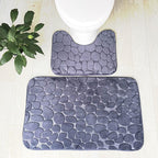 Pebble bath mat and toilet mat set in grey