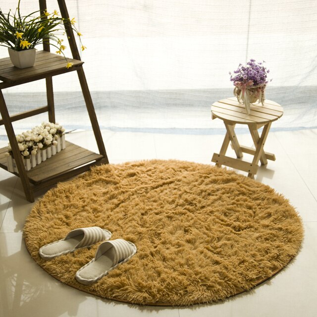 Fluffy Round Faux Fur Rug – Soft Shaggy Area Rug
