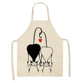 Cat Print Kitchen Apron – Cotton Linen, Adult and Kids