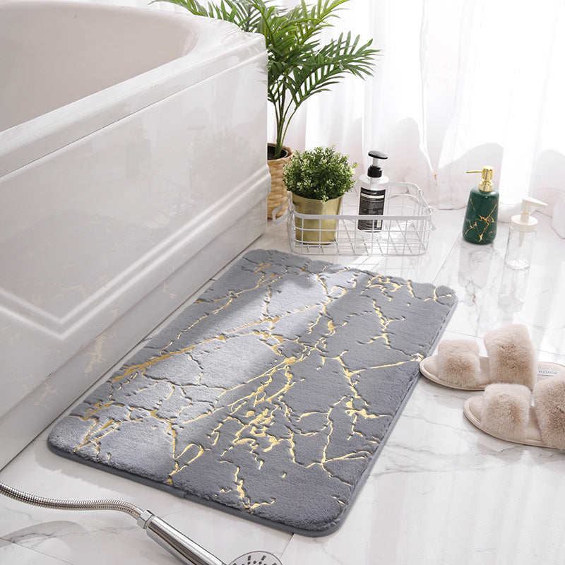 Gold Marble Plush Bath Mat – Soft, Absorbent & Non-Slip