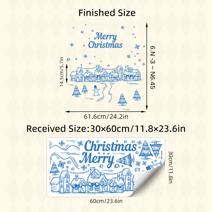 Christmas Snow Cottage Window Sticker – Large Self-Adhesive Festive Decal (67 x 62 cm)