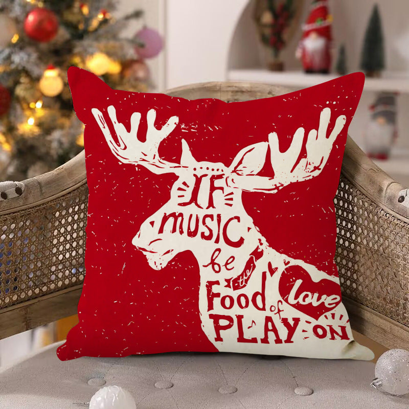 Red Reindeer Christmas Cushion Cover (45 x 45 cm)