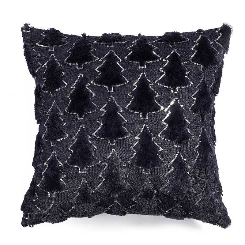 Christmas Tree Plush Cushion Cover – Snowflake White