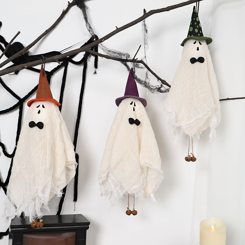 Hanging Witch Hat Ghost Decoration