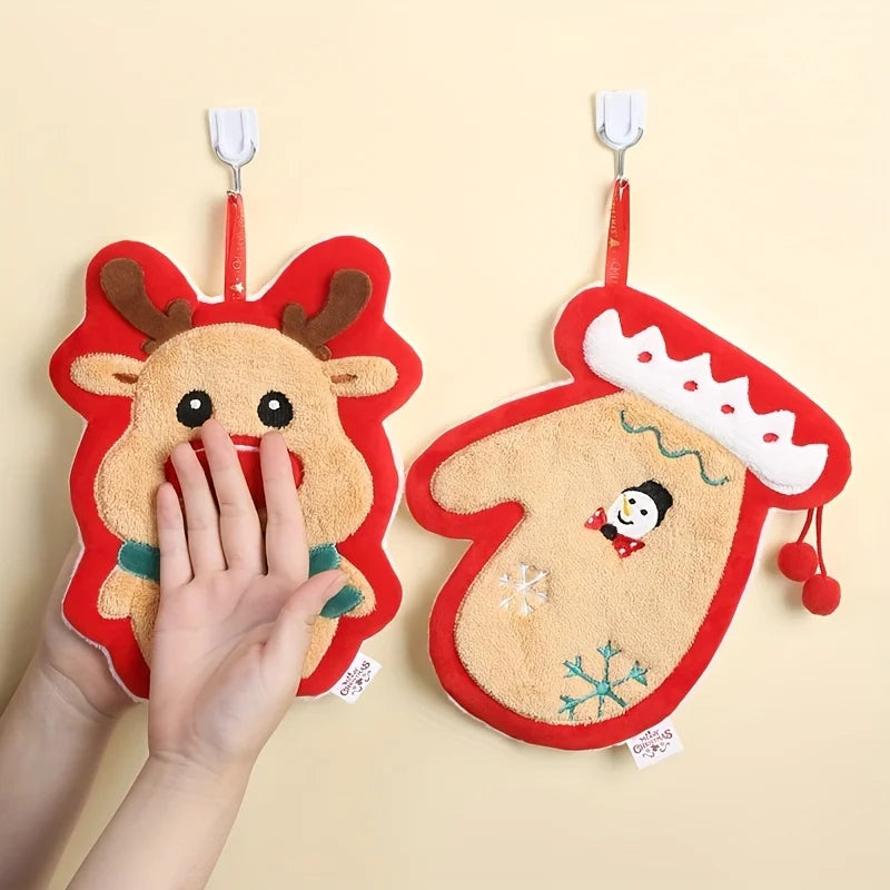 Christmas Hanging Hand Towel – Soft Coral Fleece
