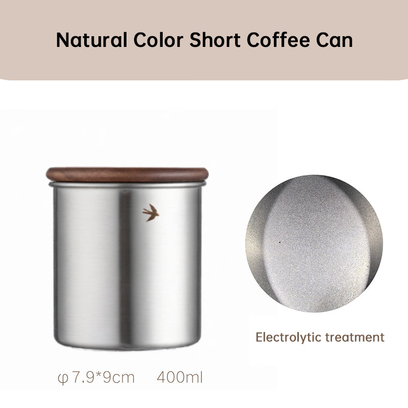 Stainless Steel Coffee and Tea Canister with Wooden Lid
