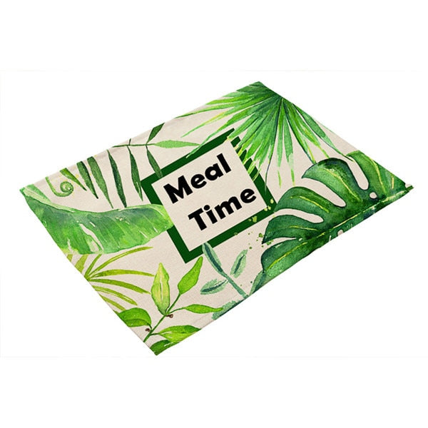 Green Leaf Linen Placemats – Set of 4