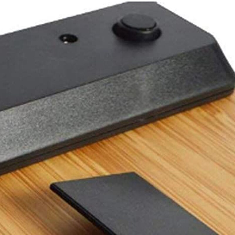 Close-up of the kitchen scale buttons and slim profile
