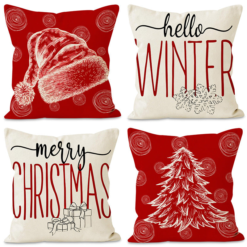 Santa Hat & Christmas Tree Cushion Cover (45 x 45 cm)