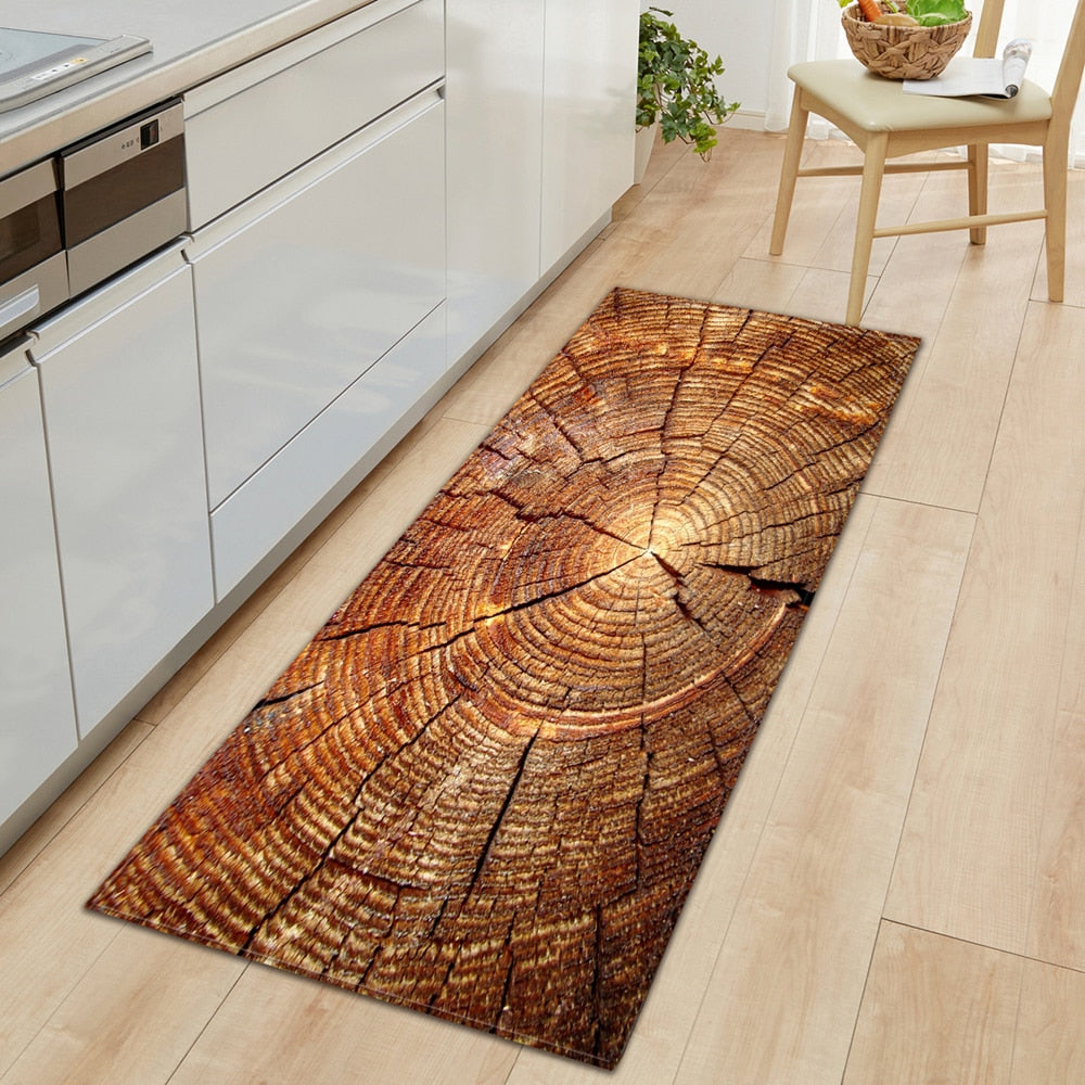 Nordic Non-Slip Kitchen & Hallway Mat – Tree Rings