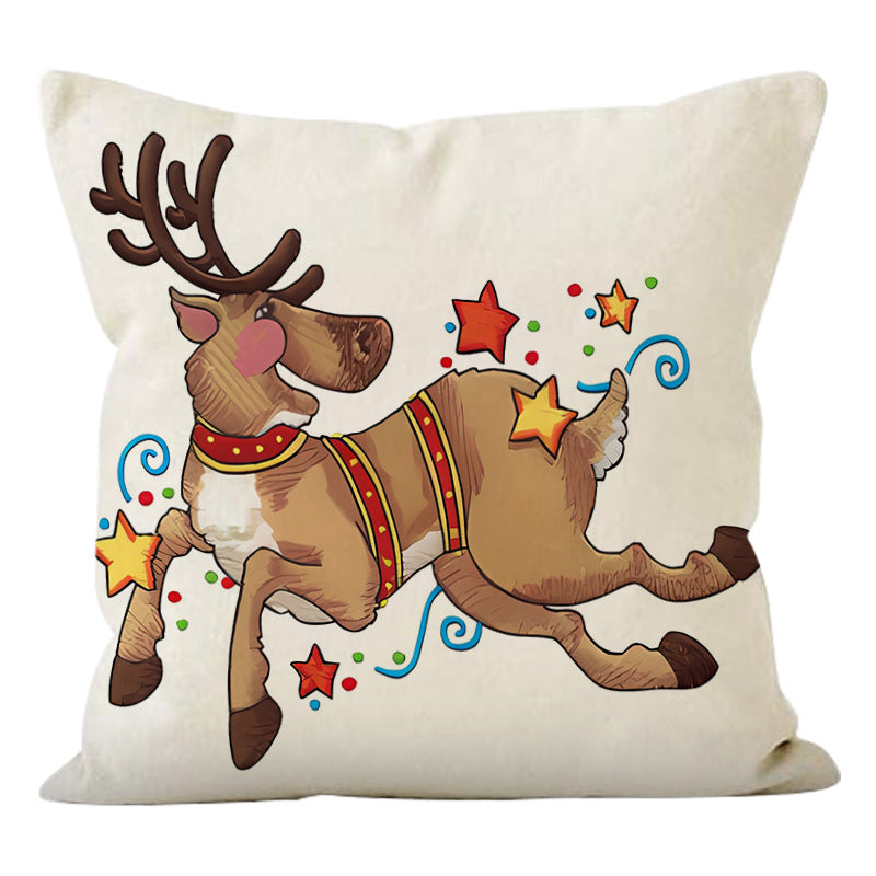 Reindeer Print Christmas Cushion Cover (45 x 45 cm)