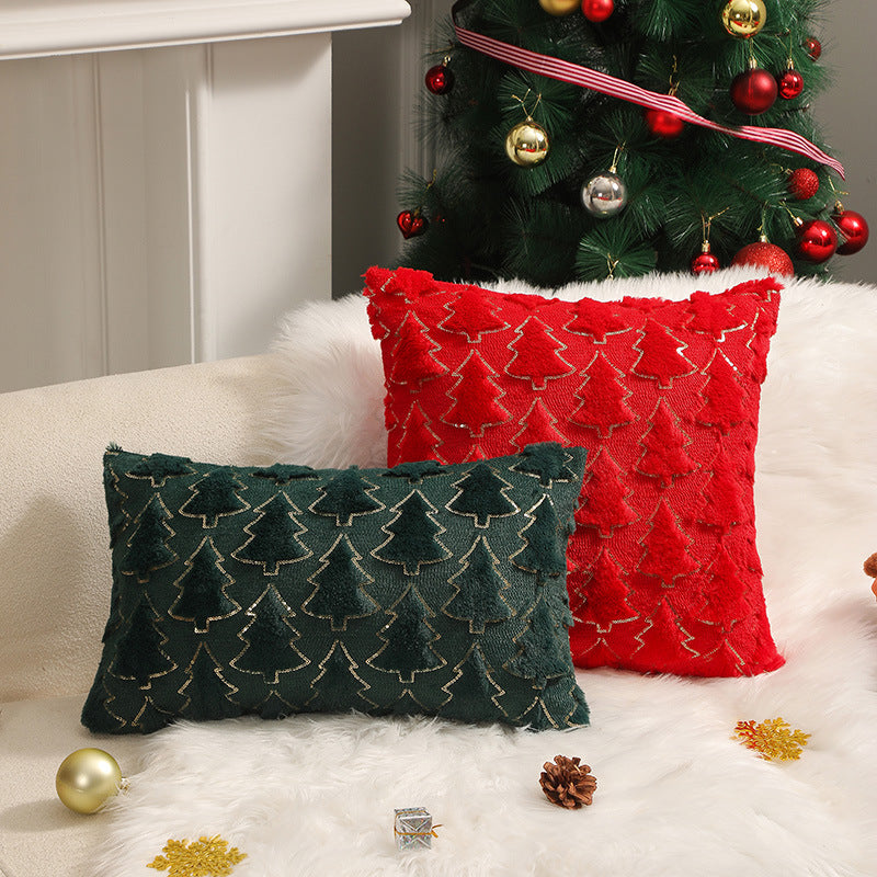 Christmas Tree Plush Cushion Cover – Snowflake White