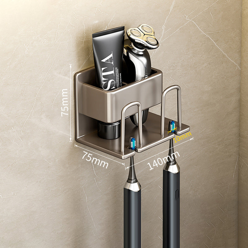Wall-Mounted Toothbrush Holder – No-Drill Aluminium Rack with Optional Cups