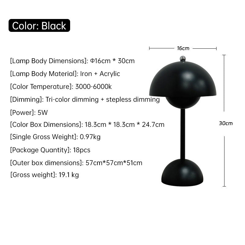 Rechargeable Mushroom Touch Table Lamp