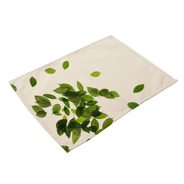 Green Leaf Linen Placemats – Set of 4