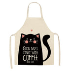 Cat Print Kitchen Apron – Cotton Linen, Adult and Kids