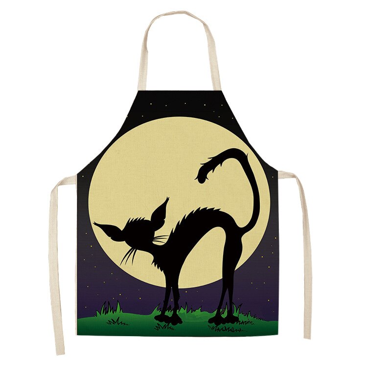 Cat Print Kitchen Apron – Cotton Linen, Adult and Kids