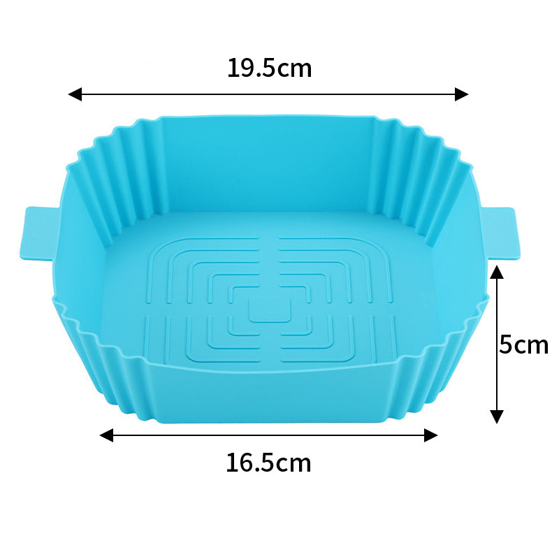 Square silicone air fryer liner in blue