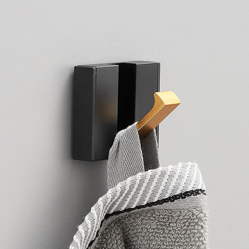 Folding Wall Hook Rack – Black & Gold Coat and Towel Hooks